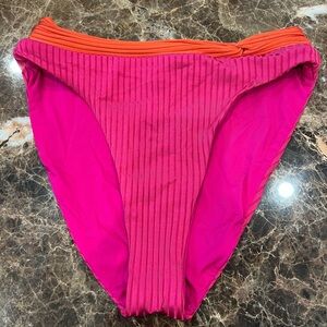 NWT- Trina Turk High Waisted Bikini Bottom- Size 8- Pink/Orange